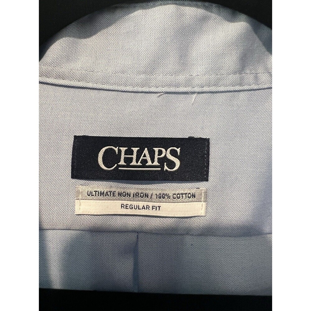 Chaps Men’s Long Sleeve Blue Shirt 17 Inch Neck, 32/33 - Picture 3 of 4